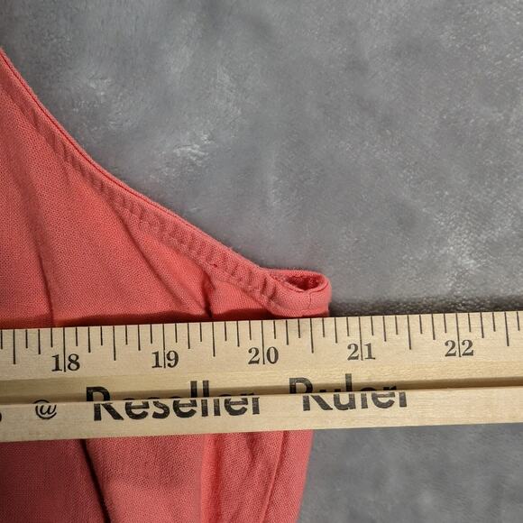 Anne Klein Dress Womens 16 Linen Blend Drawstring Waist Midi Coral Wedding Party - Picture 3 of 10